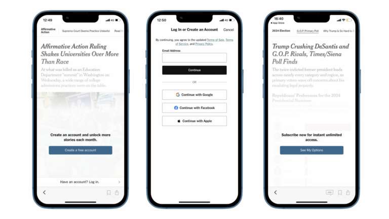 The New York Times paywall app
