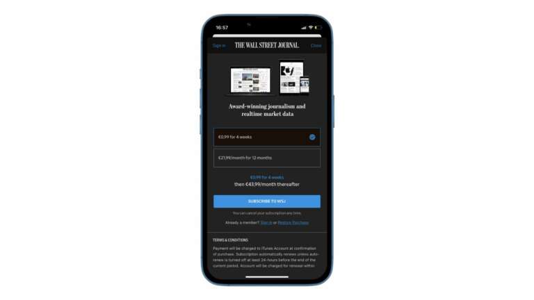 The Wall street journal paywall app